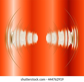 Sound waves oscillating dark orange light, Abstract technology background. Vector.