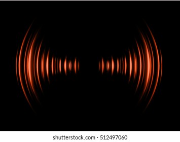 Sound waves oscillating dark orange light, Abstract technology background. Vector.