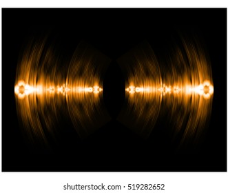 Sound waves oscillating dark orange light, Wave Abstract technology background. Vector wave.