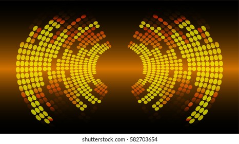 Sound waves oscillating dark orange light, Abstract technology background. Vector.