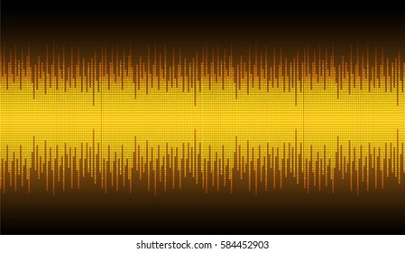 Sound waves oscillating dark orange light, Abstract technology background. Vector.