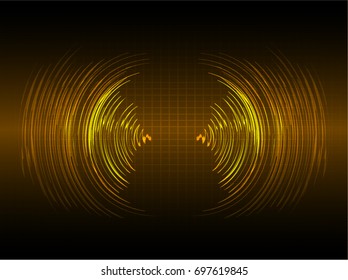 Sound waves oscillating dark orange light, Abstract technology background. Vector.