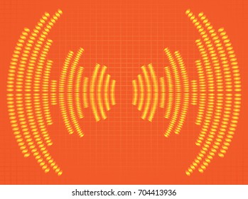 Sound waves oscillating dark orange light, Abstract technology background. Vector.