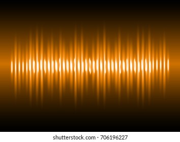 Sound waves oscillating dark orange light, Abstract technology background. Vector.