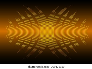 Sound waves oscillating dark orange light, Abstract technology background. Vector.