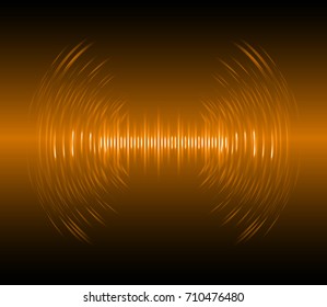 Sound waves oscillating dark orange light, Abstract technology background. Vector.
