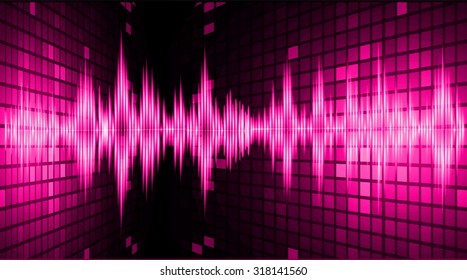 Sound waves oscillating dark pink light, Abstract technology background. Vector. infographics