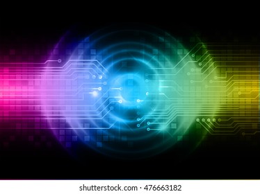 Sound waves oscillating dark pink yellow blue light, Abstract technology background. Vector.