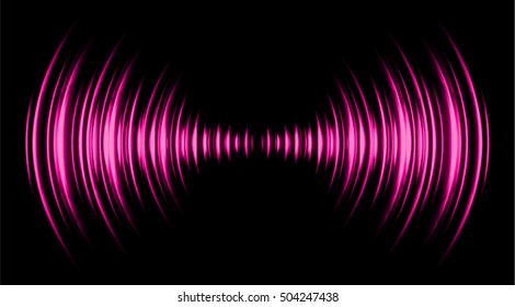 Sound waves oscillating dark pink light, Abstract technology background. Vector.