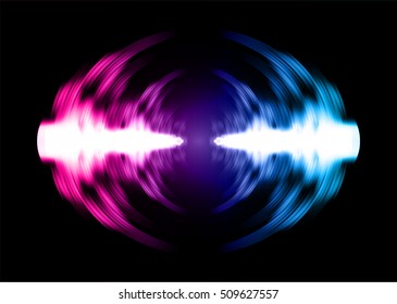 Sound waves oscillating dark pink blue light, Abstract technology background. Vector.