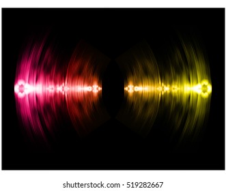 Sound waves oscillating dark pink yellow light, Wave Abstract technology background. Vector wave.
