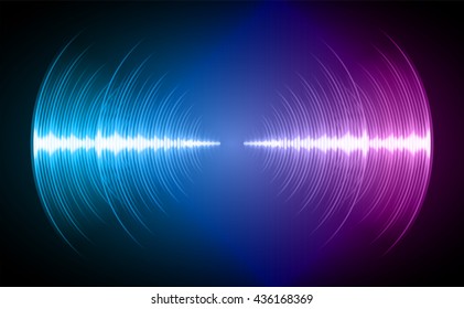 Sound waves oscillating dark purple blue light, Wave Abstract technology background. Vector wave.