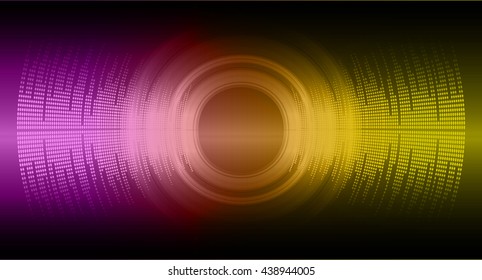 Sound waves oscillating dark purple yellow  light, Wave Abstract technology background. Vector wave.