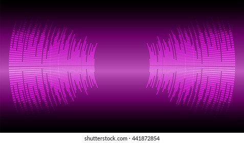 Sound waves oscillating dark purple light, digital wave. wave background.