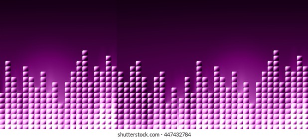 Sound waves oscillating dark purple light, Abstract technology background. Vector.