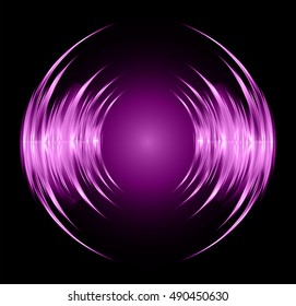 Sound waves oscillating dark purple light, Abstract technology background. Vector.