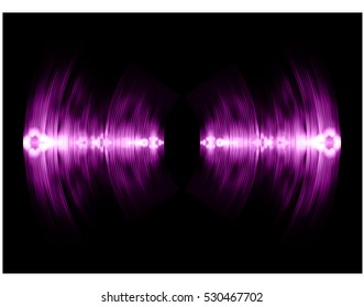 Sound waves oscillating dark purple light, Abstract technology background. Vector.