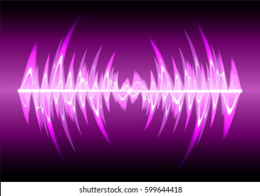 Sound waves oscillating dark purple light, Abstract technology background. Vector.