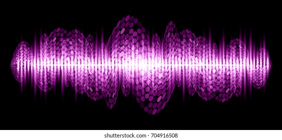 Sound waves oscillating dark purple light, Abstract technology background. Vector.
