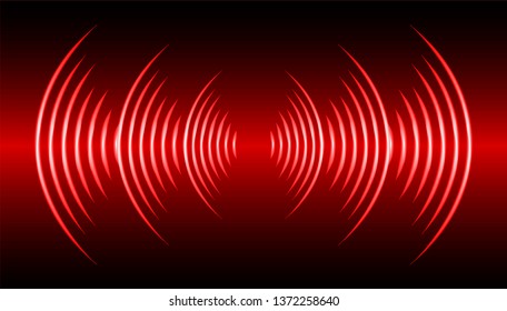 Sound waves oscillating dark red light