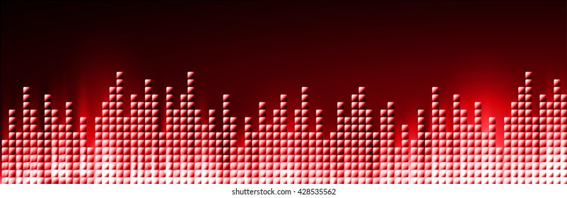 Sound waves oscillating dark red light, Abstract technology background. Vector.