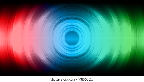 Sound waves oscillating dark red green blue light, Abstract technology background. Vector.