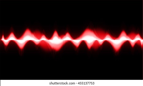 Sound waves oscillating dark red light, Abstract technology background. Vector.