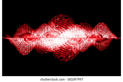 Sound waves oscillating dark red light, Abstract technology background. Vector.