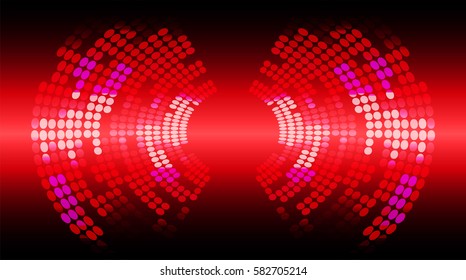 Sound waves oscillating dark red light, Abstract technology background. Vector.