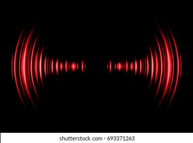 Sound waves oscillating dark red light, Abstract technology background. Vector.