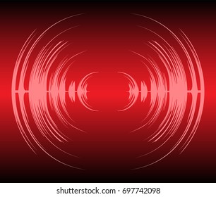Sound waves oscillating dark red light, Abstract technology background. Vector.