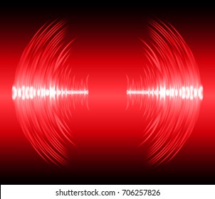 Sound waves oscillating dark red light, Abstract technology background. Vector.