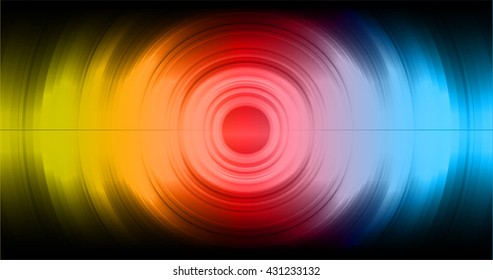 Sound waves oscillating dark yellow red blue light, Wave Abstract technology background. Vector wave. water wave
