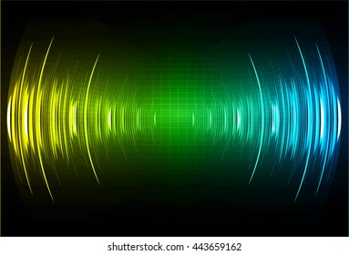 sound waves oscillating dark yellow blue light, Wave Abstract technology background. water wave. Vector