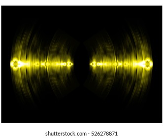Sound waves oscillating dark yellow light, Abstract technology background. Vector.