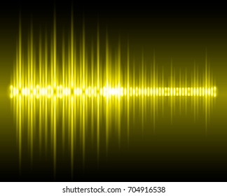 Sound waves oscillating dark yellow light, Abstract technology background. Vector.