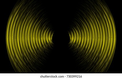 Sound waves oscillating dark yellow light, Abstract technology background. Vector.