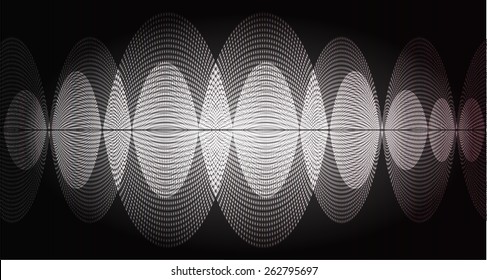 Sound waves oscillating glow black light, Abstract technology background. Vector.
