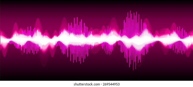 Sound waves oscillating glow black light, Abstract technology background. Vector. black background. 