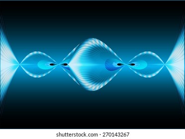 Sound waves oscillating glow black light, Abstract technology background. Vector. black background. 