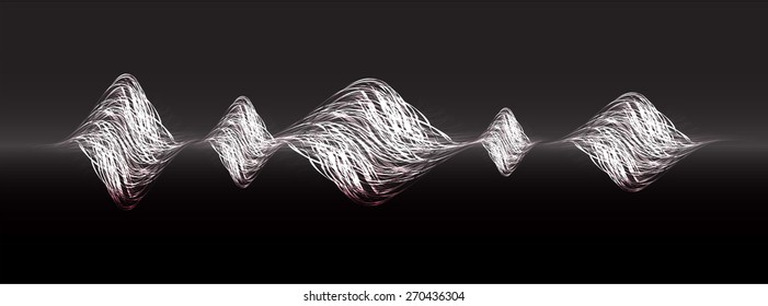 Sound waves oscillating glow black blue light, Abstract technology background. Vector. black background. 