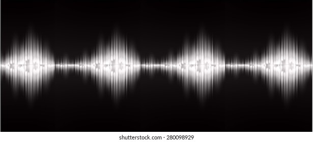 Sound waves oscillating glow black light, Abstract technology background. Vector.