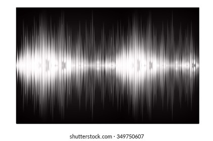 Sound waves oscillating glow black light, Abstract technology background. Vector. Pulse