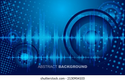 Sound waves oscillating glow blue light, Abstract technology background. Vector. speakers.