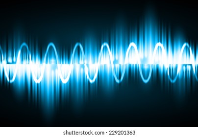 Sound waves oscillating glow blue light, Abstract technology background. Vector. 