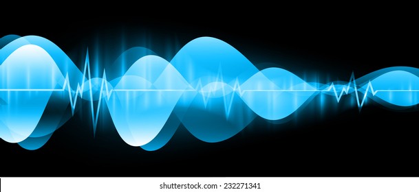 ondas sonoras oscilando luz azul brillante, tecnología abstracta fondo gráfico de la computadora.Vector. 