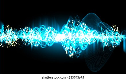 Sound waves oscillating glow blue light, Abstract technology background. Vector. Light Abstract Technology background for computer graphic website and internet.