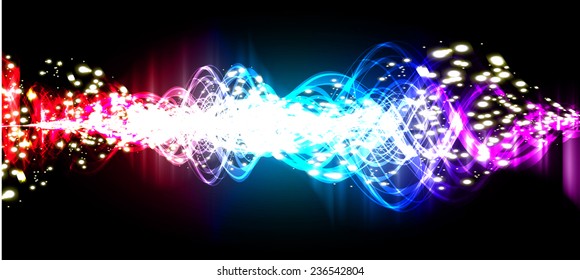 Sound waves oscillating glow blue light, Abstract technology background. Vector. 