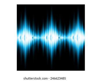 Sound waves oscillating glow blue light, Abstract technology background. Vector.