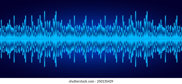 Sound waves oscillating glow blue light, Abstract technology background. Vector.